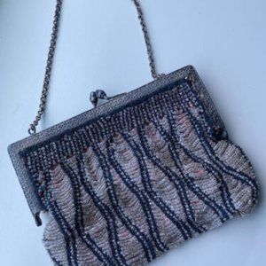 VINTAGE GLASS BEADED EVENING PURSE FROM 1940'S